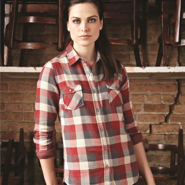 Women's Vintage Brushed Flannel Long Sleeve Shirt Thumbnail